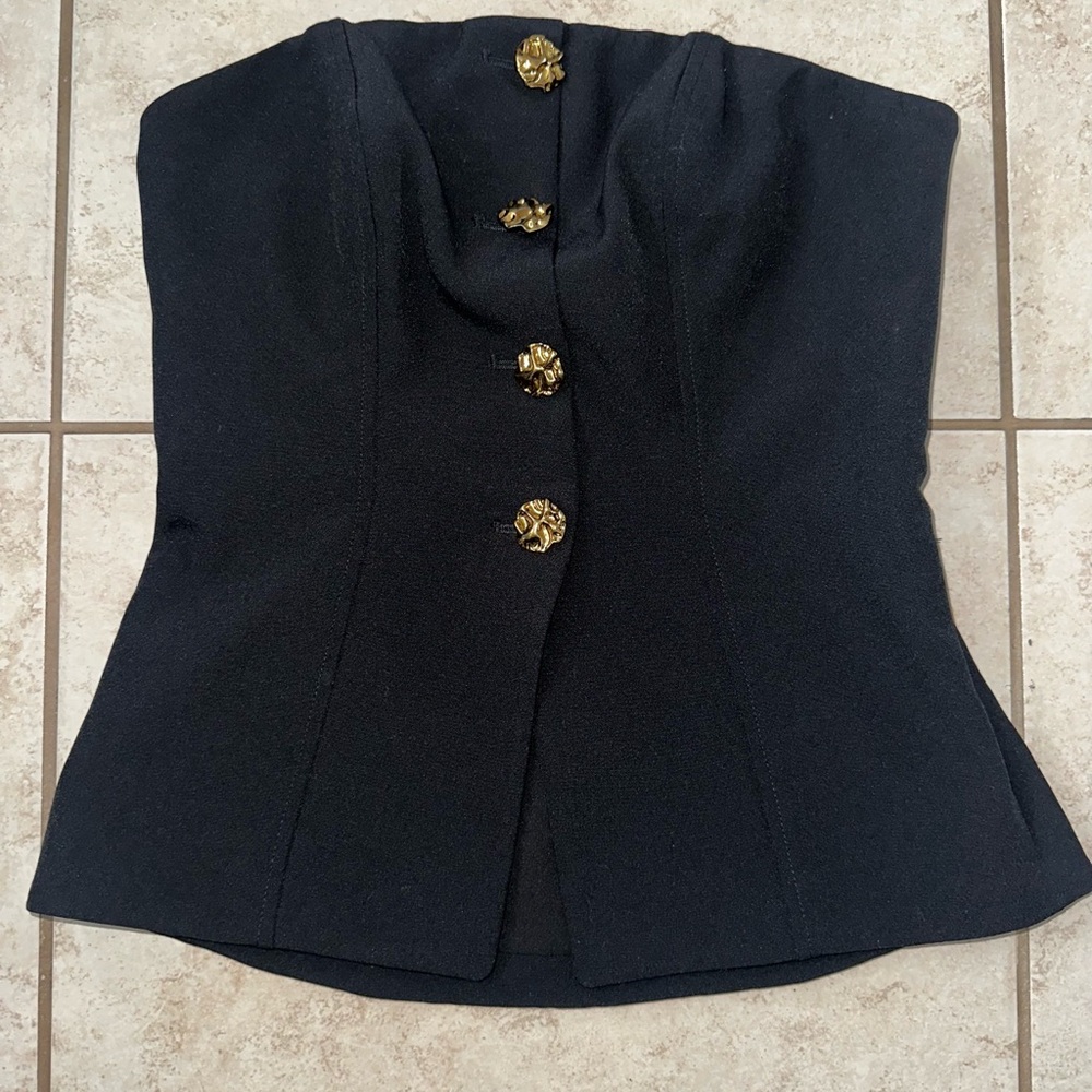 Express Strapless Novelty Button Split Hem Corset Tube Top Size 2